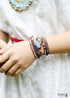 Boho Bracelet, 5 Layers Leather Wrap Bracelet, Black Onyx